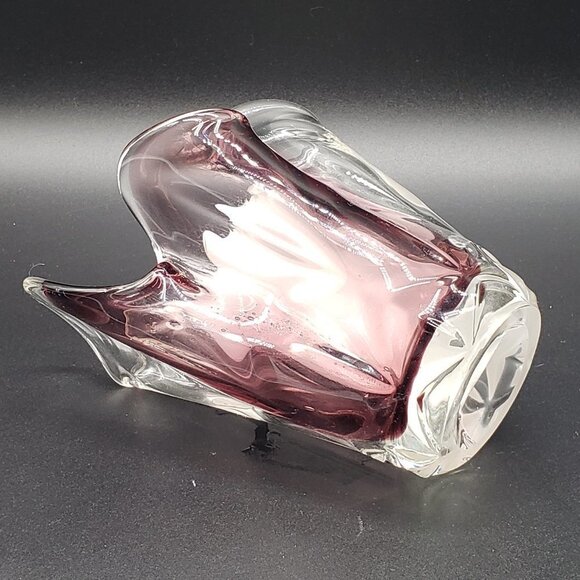 Makora Krosno Clear White Amethyst Blown Art Hankerchief Glass Vase - Picture 3 of 9